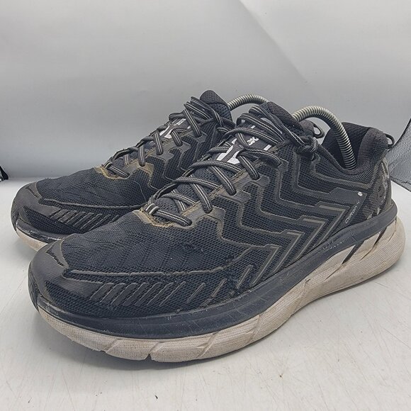 Hoka One One Clifton 4 Mens 10.5 Black White Athletic Shoes Running Walking - Picture 4 of 13